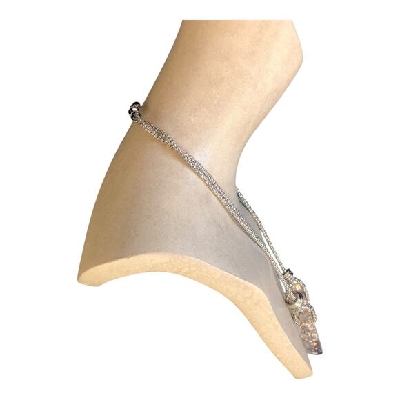 Urban Outfitters NWT Double Strand Silver Tone Acrylic Heart Pendant Necklace - Picture 6 of 16